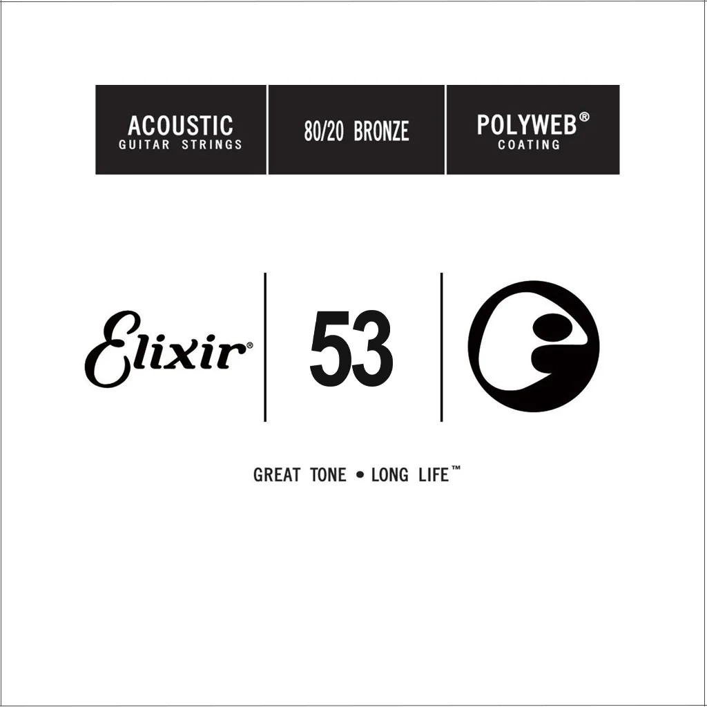 Elixir 13153 Polyweb 80/20 Bronze Acoustic Guitar Single String, .053