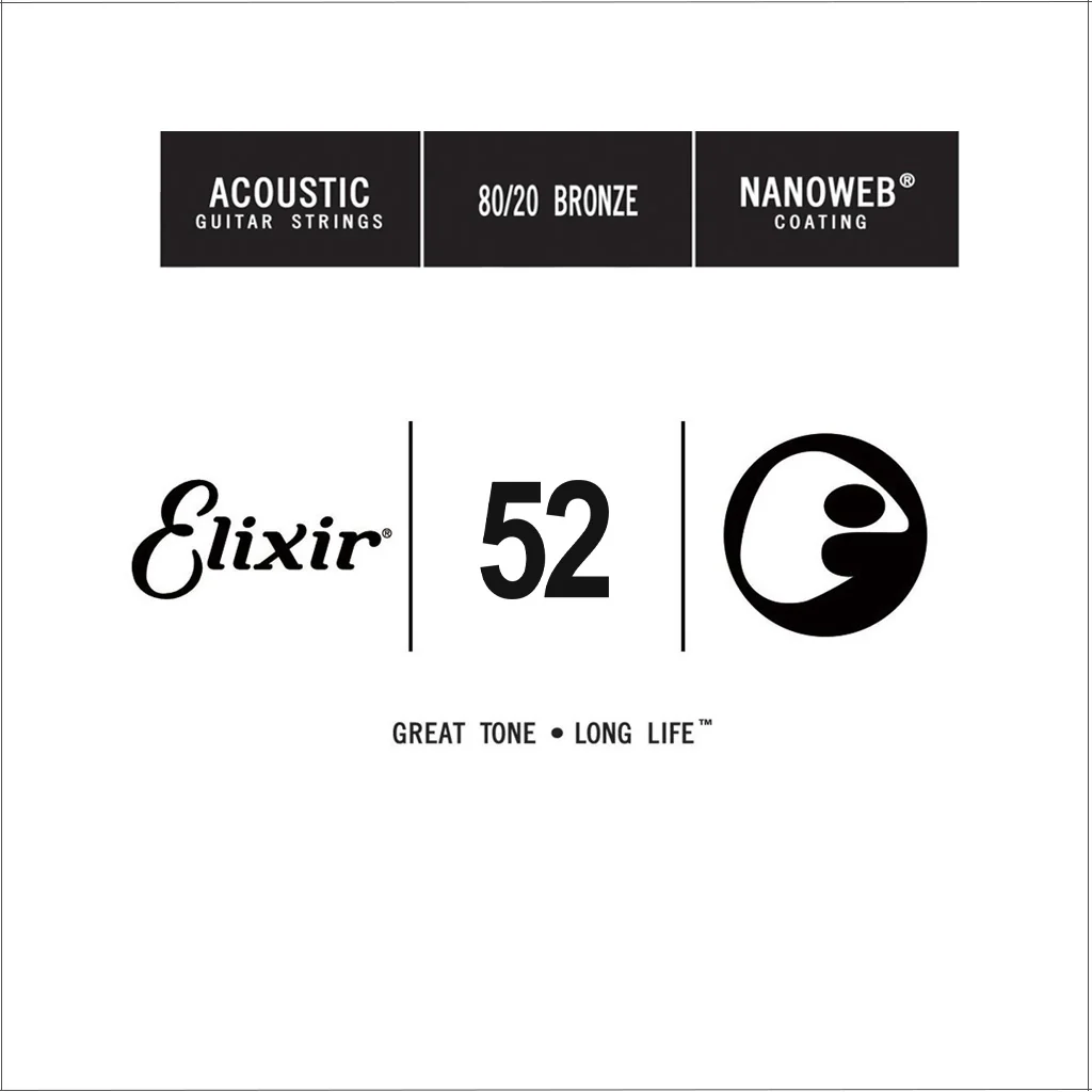 Elixir 15152 Nanoweb 80/20 Bronze Acoustic Guitar Single String, .52